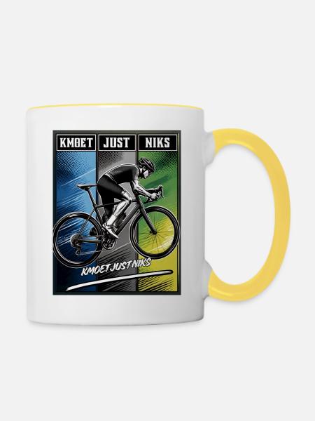 Drei-Panel-Radfahrer Just Nothing - Tasse zweifarbig - Weiß/Gelb