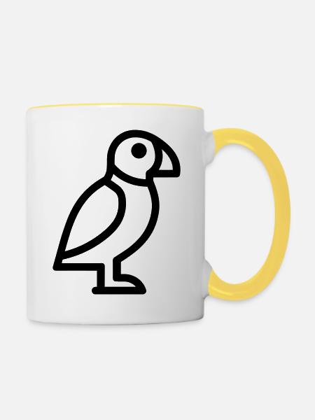 Papageitaucher-Seevogel - Tasse zweifarbig - Weiß/Gelb