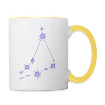 Steinbock-Sternen-Sternbild Tierkreiszeichen Lila - Tasse zweifarbig - Weiß/Gelb - Rechts