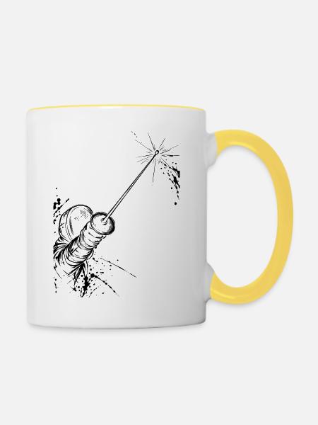 Fechten - Tasse zweifarbig - Weiß/Gelb