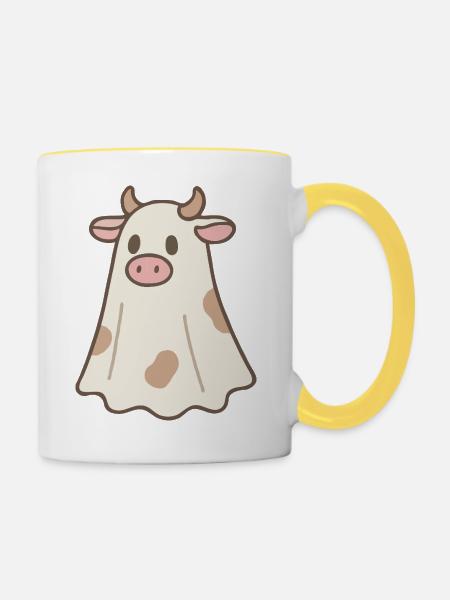Geisterkuh - Tasse zweifarbig - Weiß/Gelb