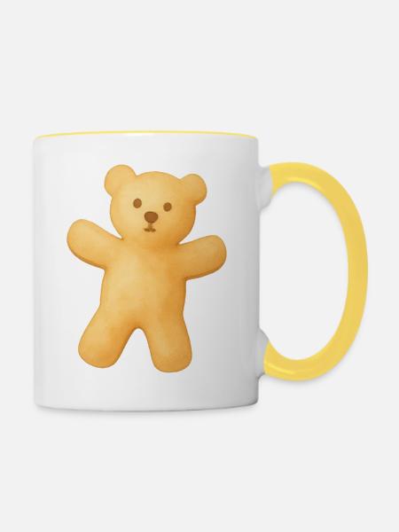 Teddybär-Keks - Tasse zweifarbig - Weiß/Gelb