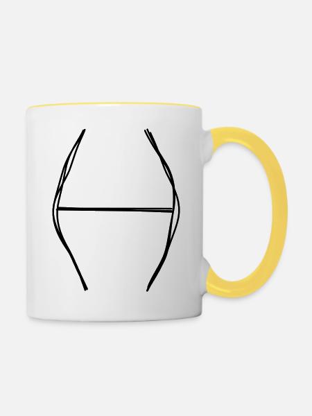 Sternzeichen Fische handgezeichnet - Tasse zweifarbig - Weiß/Gelb