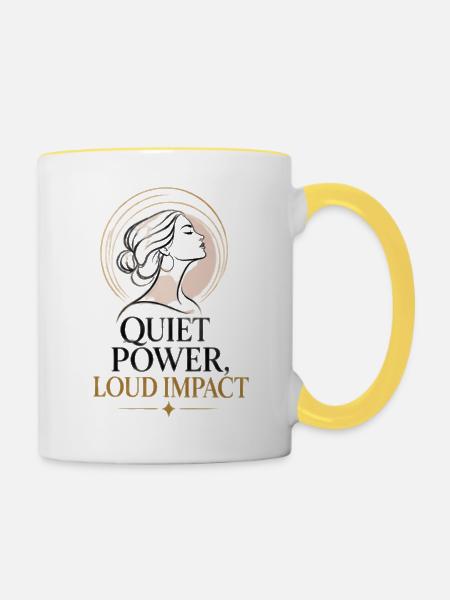 Stille Kraft, Lauter Eindruck - Tasse zweifarbig - Weiß/Gelb