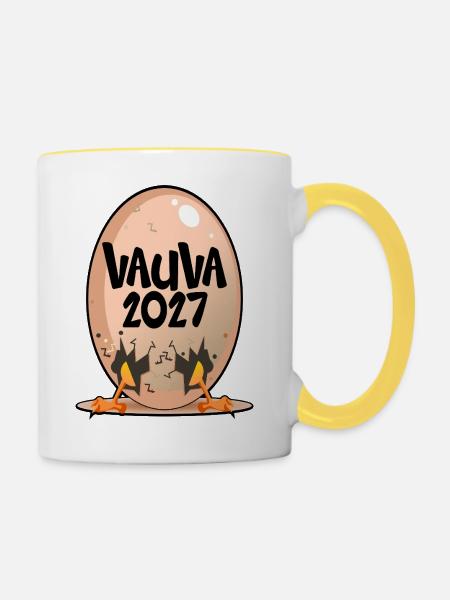 Baby 2027, Finnland - Tasse zweifarbig - Weiß/Gelb