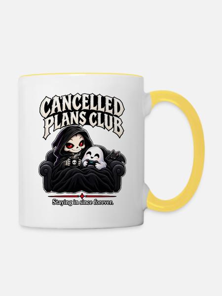 Cancelled Plans Club – Introvertierter Reaper - Tasse zweifarbig - Weiß/Gelb