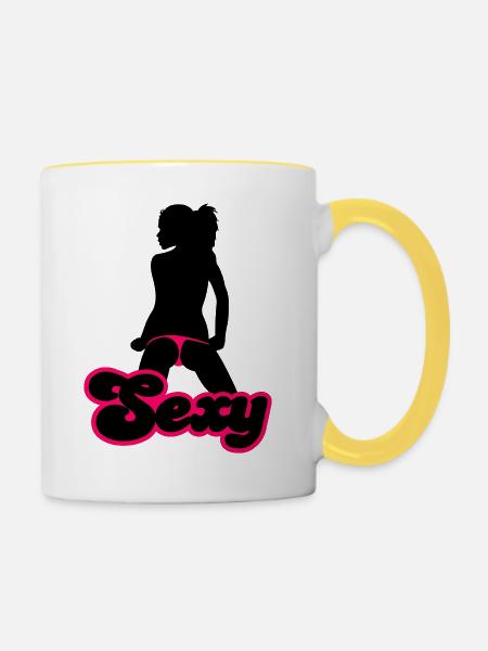 Sexy - Tasse zweifarbig - Weiß/Gelb