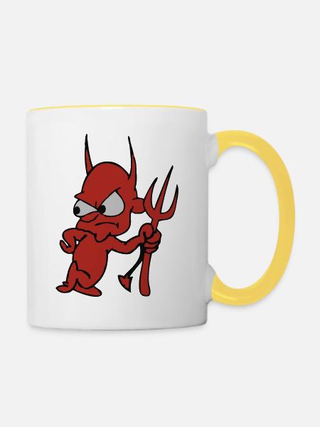 Teufel - Tasse zweifarbig - Weiß/Gelb