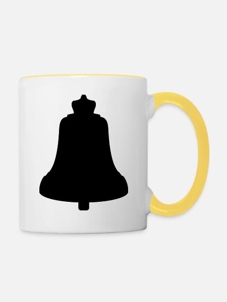 Kirchen Glocke - Tasse zweifarbig - Weiß/Gelb