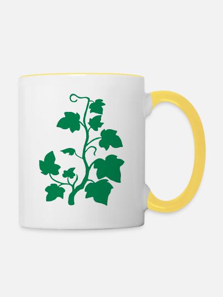 Efeu_blumen - Tasse zweifarbig - Weiß/Gelb