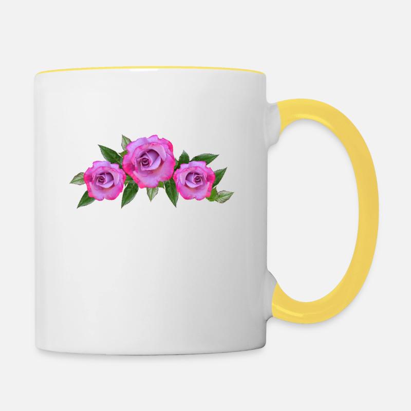 roses - Mug contrasté - blanc/jaune