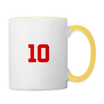 10 Zahl Klecks - Tasse zweifarbig - Weiß/Gelb - Rechts