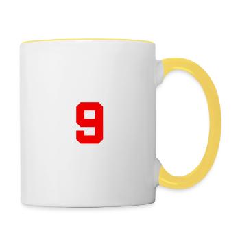 9 Zahl Klecks - Tasse zweifarbig - Weiß/Gelb - Rechts