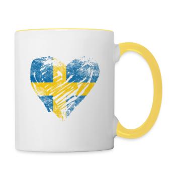 Schweden Herz used look - Tasse zweifarbig - Weiß/Gelb - Rechts