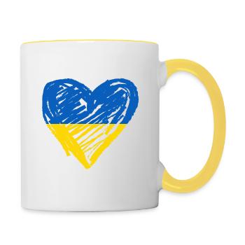 Ukraine Herz - Tasse zweifarbig - Weiß/Gelb - Rechts