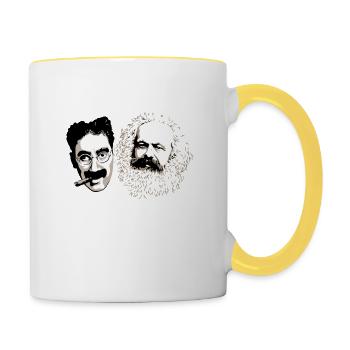 Brothers Marx - weisse Typo - Tasse zweifarbig - Weiß/Gelb - Rechts