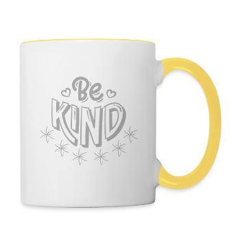 Freundliche Blume des Lebens - Tasse zweifarbig - Weiß/Gelb - Rechts