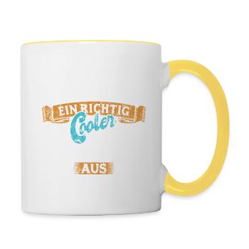 So sieht ein richtig cooler Platzwart aus - Tasse zweifarbig - Weiß/Gelb - Rechts