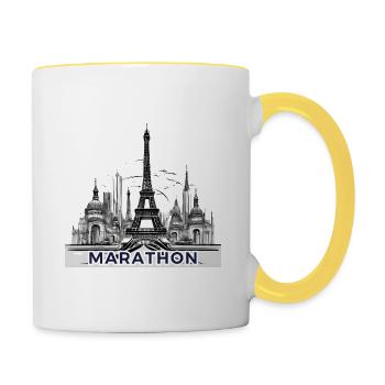 Parisienne Parcours marathon - Mug contrasté - blanc/jaune - Droite