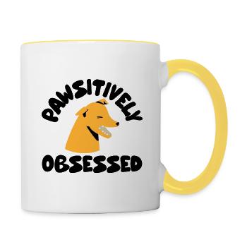 pawsitively obsessed - Contrasting Mug - white/yellow - Right