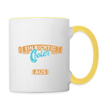 So sieht ein richtig cooler Staplerfahrer aus - Tasse zweifarbig - Weiß/Gelb - Rechts