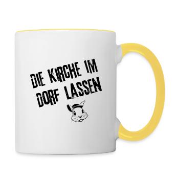 Dorfkirchen Stilrichtung | Redewendung - Tasse zweifarbig - Weiß/Gelb - Rechts
