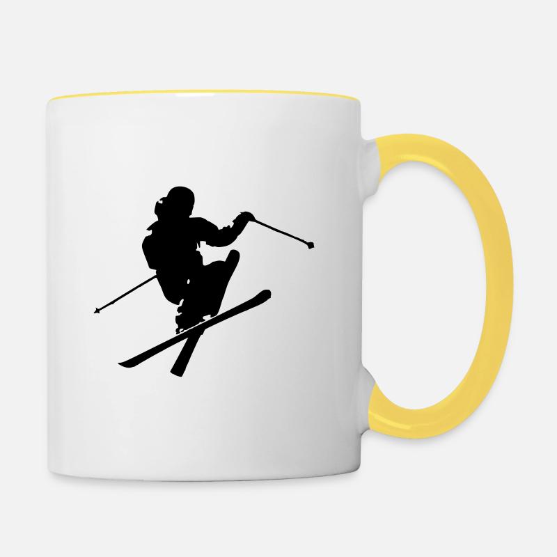 powder skiing - Tasse zweifarbig - Weiß/Gelb