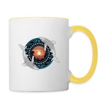 Oceanic whitetip sharks Hawaiian Polynesian - Contrasting Mug - white/yellow - Right