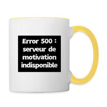 Error 500 : serveur de motivation indisponible - Mug contrasté - blanc/jaune - Droite