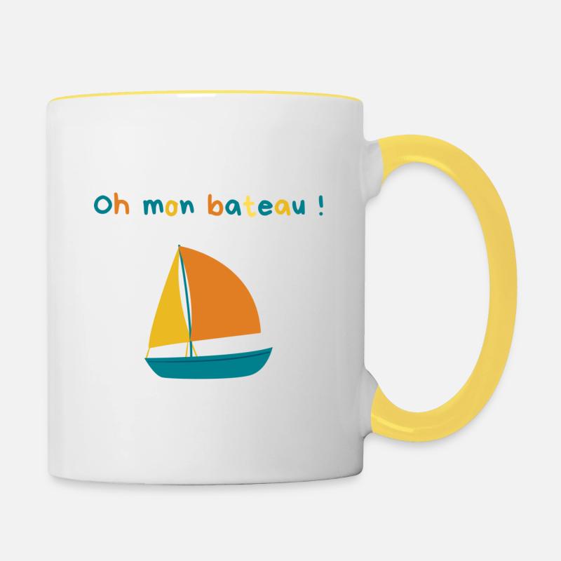 oh mon bateau collection - Mug contrasté - blanc/jaune