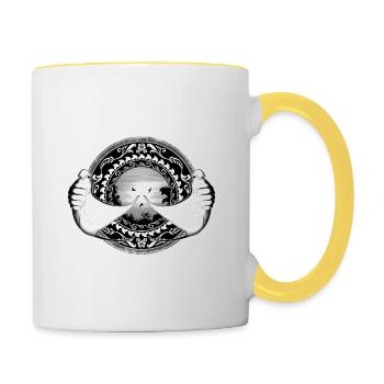 Mantarochen Hawaiianisch - Tasse zweifarbig - Weiß/Gelb - Rechts