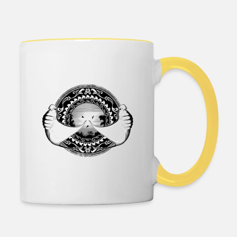 Mantarochen Hawaiianisch - Tasse zweifarbig - Weiß/Gelb