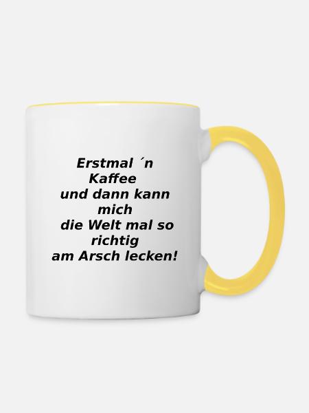 Kaffee am Morgen - Tasse zweifarbig - Weiß/Gelb