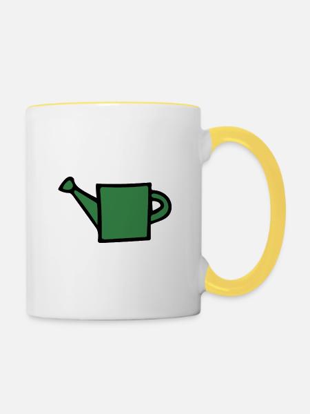 Gießkanne - Tasse zweifarbig - Weiß/Gelb