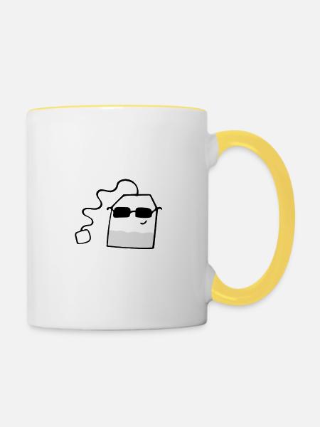 Teebeutel - Tasse zweifarbig - Weiß/Gelb