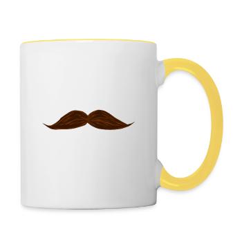 Schnurrbart - Tasse zweifarbig - Weiß/Gelb - Rechts
