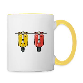 2 Scooter Scooter Scooterjaune rouge - Mug contrasté - blanc/jaune - Droite