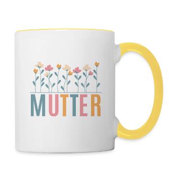 Mutter Blume - Tasse zweifarbig - Weiß/Gelb - Rechts