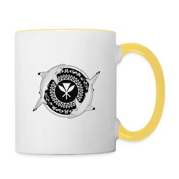 Kanaka Maoli Blacktip Reef Shark - Contrasting Mug - white/yellow - Right
