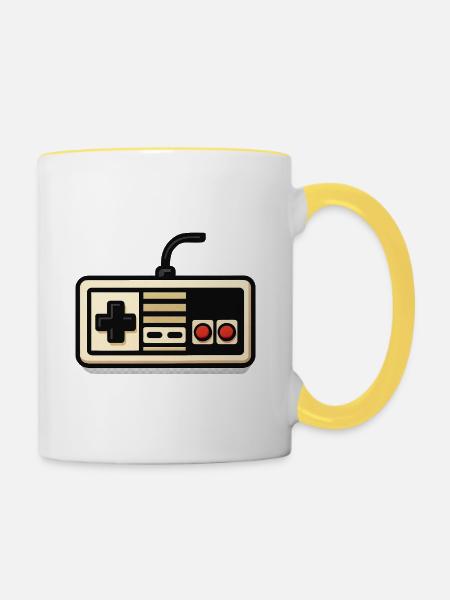 Retro-NES-Controller-Design - Tasse zweifarbig - Weiß/Gelb