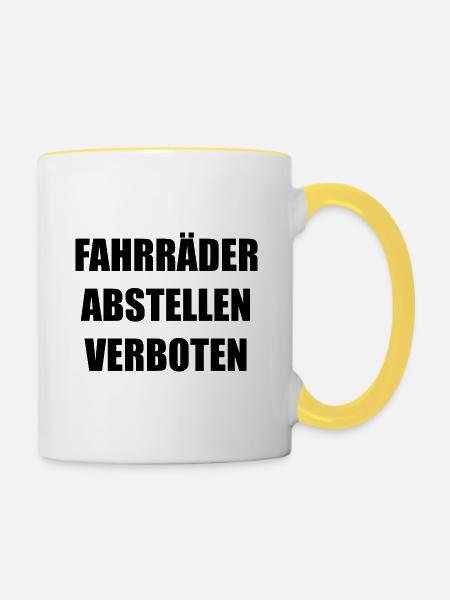 FAHRRADERABSTELLENVERBOTEN - Tasse zweifarbig - Weiß/Gelb