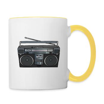Boombox, enregistreur de radio - Mug contrasté - blanc/jaune - Droite