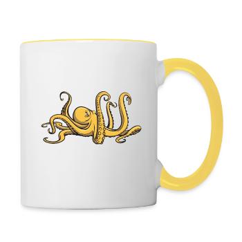 Octopus - gifler 8 personnes à la fois - dire - Mug contrasté - blanc/jaune - Droite