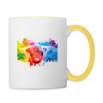 Highland Cattle - Tasse zweifarbig - Weiß/Gelb - Rechts