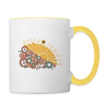 Hallo Sommer Sonnenblume t-shirt mit sprüchen - Tasse zweifarbig - Weiß/Gelb - Rechts