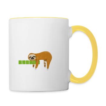 Faultier - Motivation wird geladen - bitte warten - Tasse zweifarbig - Weiß/Gelb - Rechts