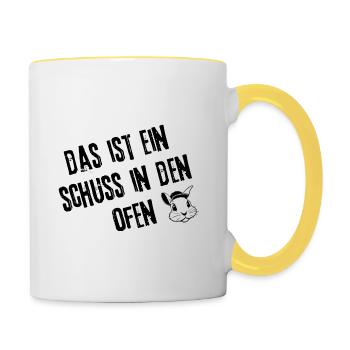 Fehlschuss Mode | Redewendung - Tasse zweifarbig - Weiß/Gelb - Rechts