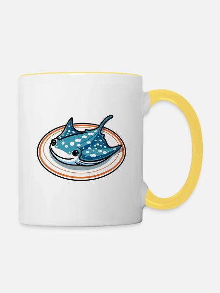 Manta Platte - Tasse zweifarbig - Weiß/Gelb