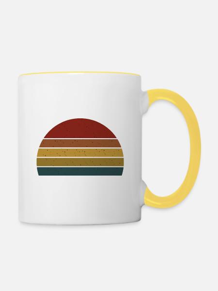 Retro Hintergrund Halbkreis - Tasse zweifarbig - Weiß/Gelb