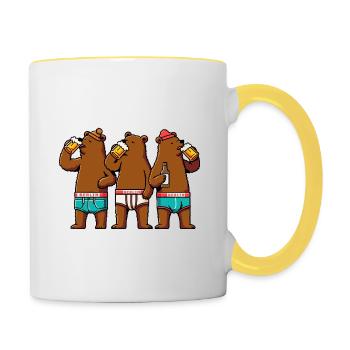 Bärlin Party Bier Bären Gang Berlin in Unterhose - Tasse zweifarbig - Weiß/Gelb - Rechts